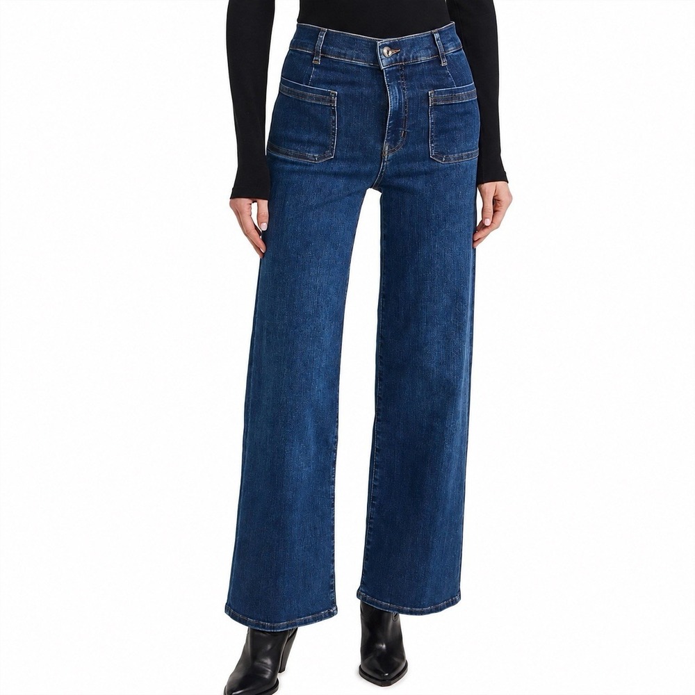 FRAME Le Slim Palazzo Bardot Pocket Jeans Size 27 Cursive Wide Leg $298 NWOT